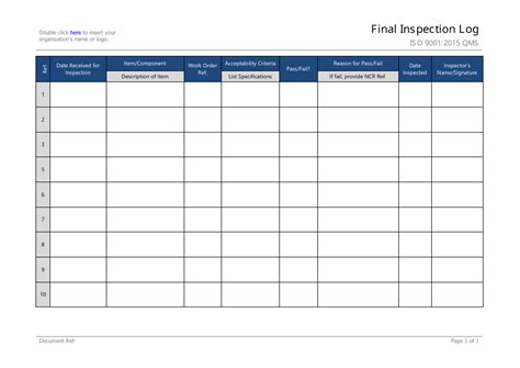 indio inspection log.